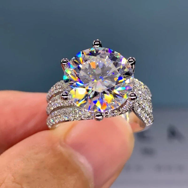Trendy Silver Color Claws Design Big Crystal Wedding Rings